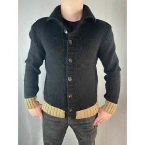 Dolce & Gabbana Black Tan Wool Knitted Cardigan Sw